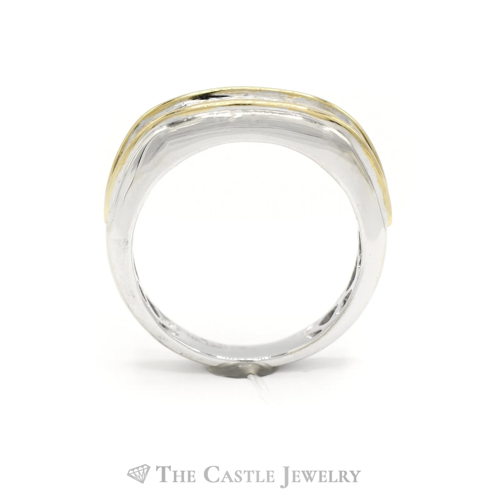 1cttw 7 Round Diamond Men's Band in Two Tone 14k White & Yellow Gold