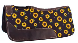 24" X 24" Brown Felt Sunflower Saddle Pad
