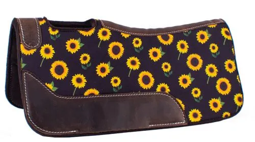 24" X 24" Brown Felt Sunflower Saddle Pad