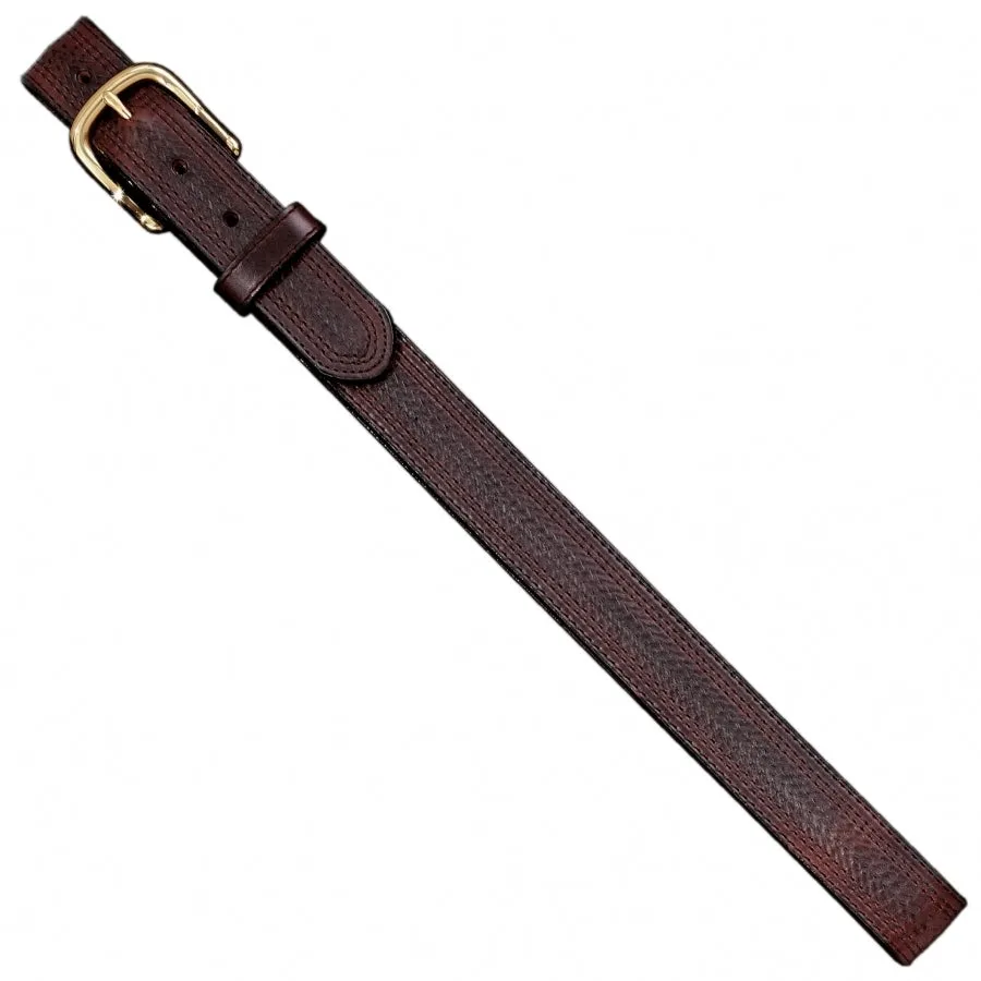 Mens Oil Tan Embossed Brown Belt with Stitching - Style 29707