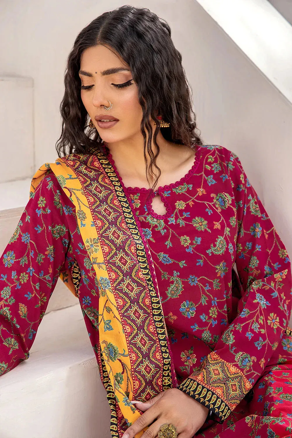 3PC Printed Unstitched Lawn Suit KLA-2411