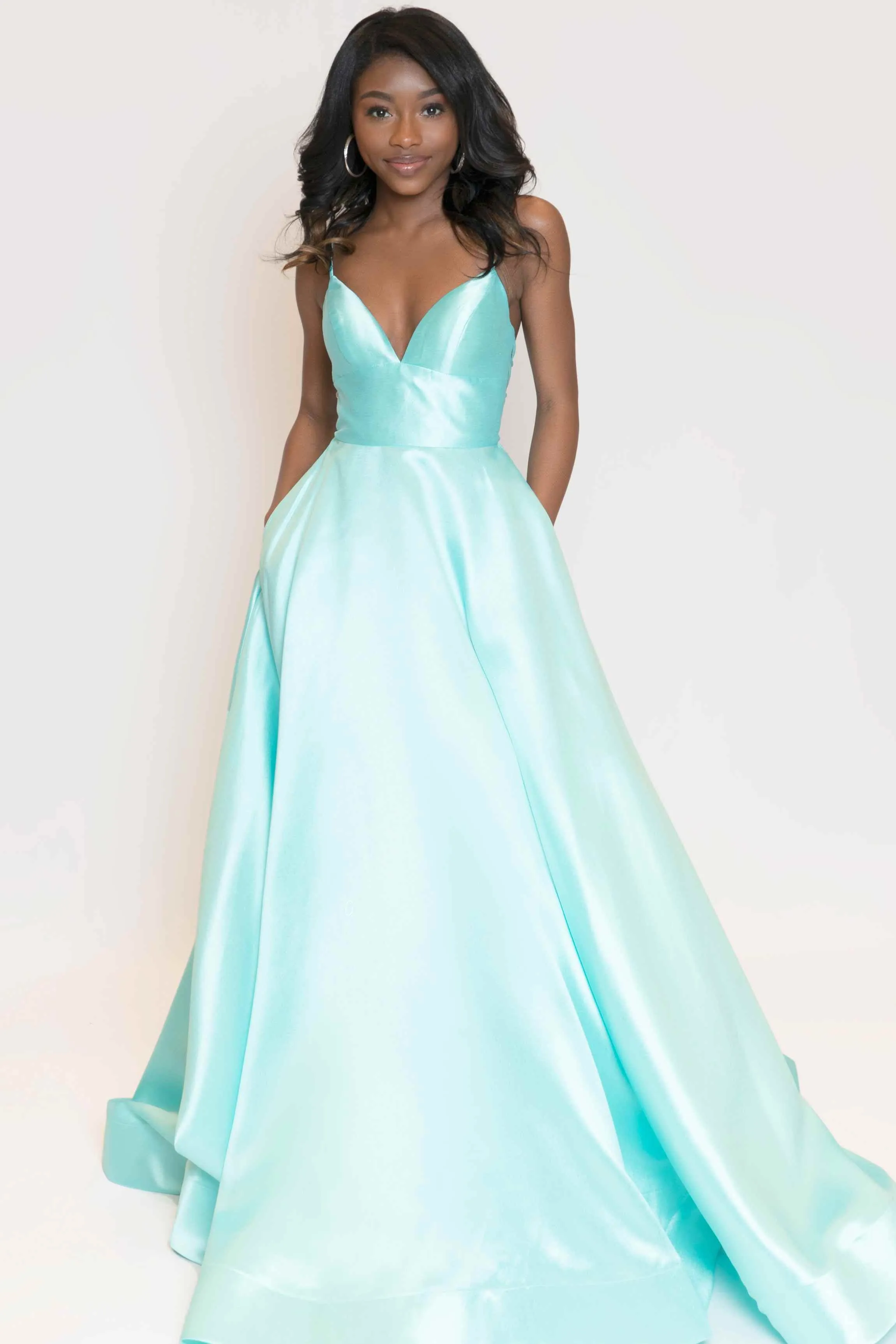 53661 Prom Dress Aqua, Yellow, Coral, Pink