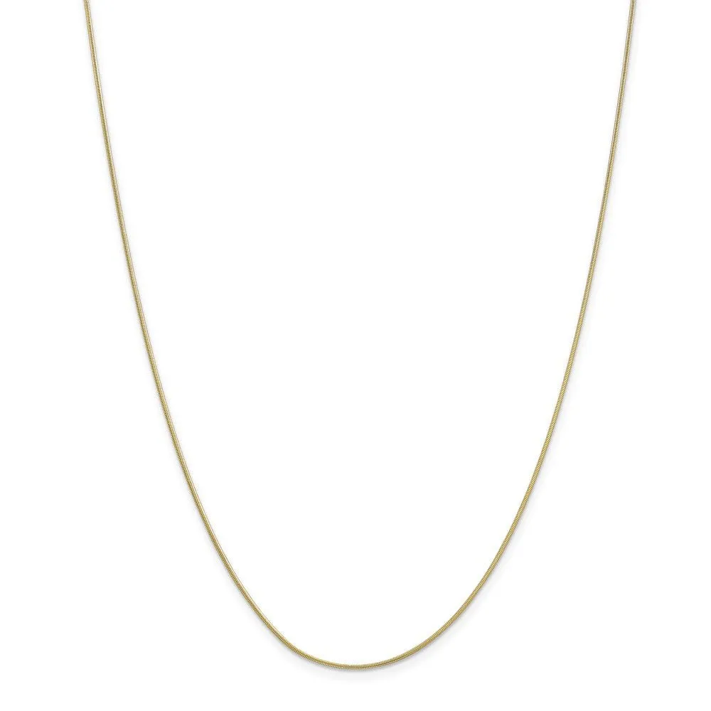 .90mm, 10 Karat Yellow Gold, Round Snake Chain - 18 inch