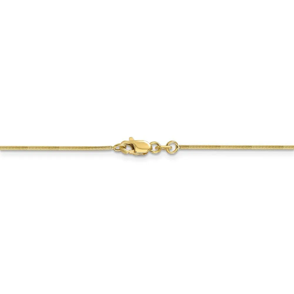 .90mm, 10 Karat Yellow Gold, Round Snake Chain - 18 inch