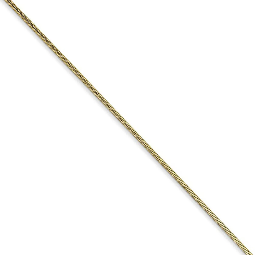 .90mm, 10 Karat Yellow Gold, Round Snake Chain - 18 inch