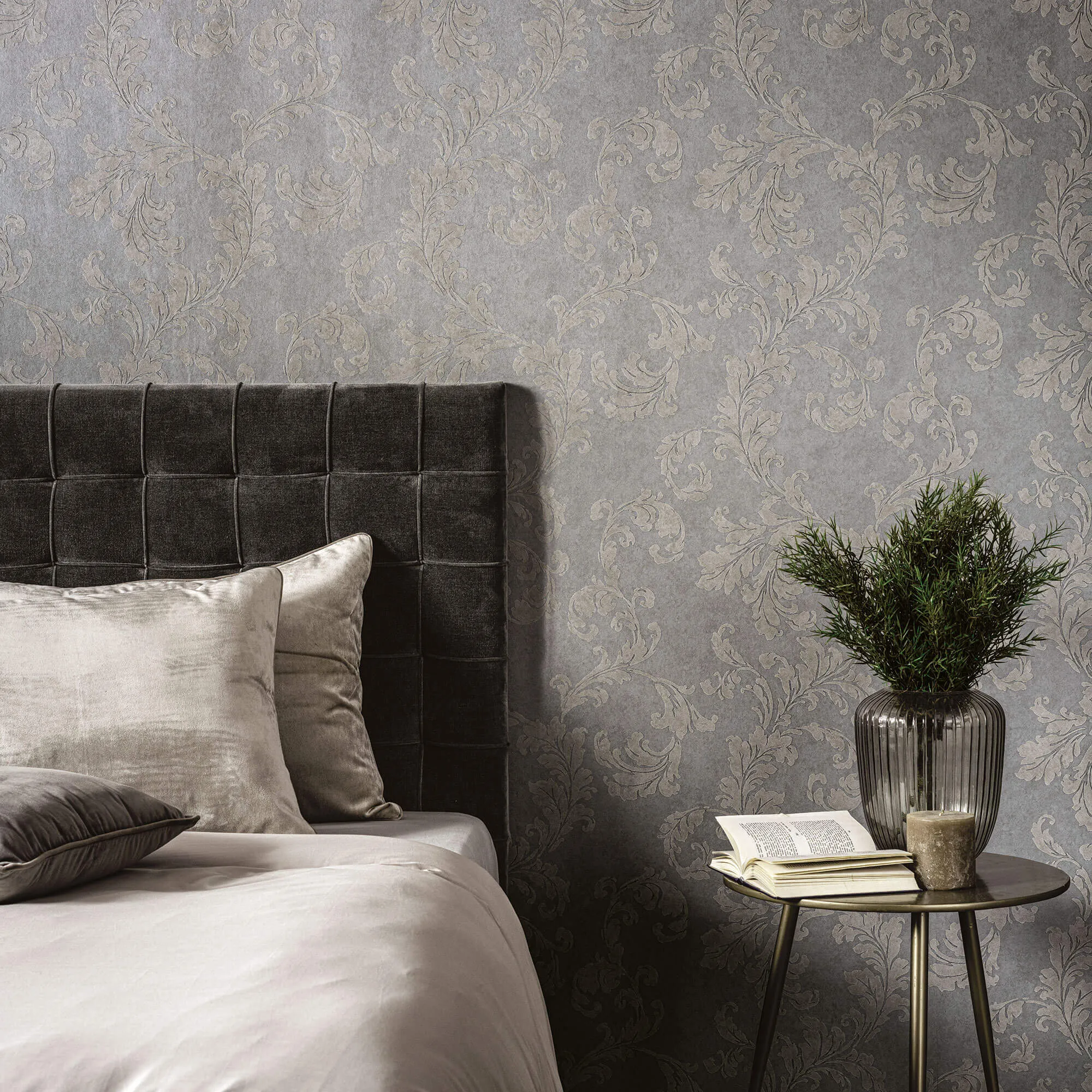 Acanthus Trail Grey Wallpaper from the Emporium Collection