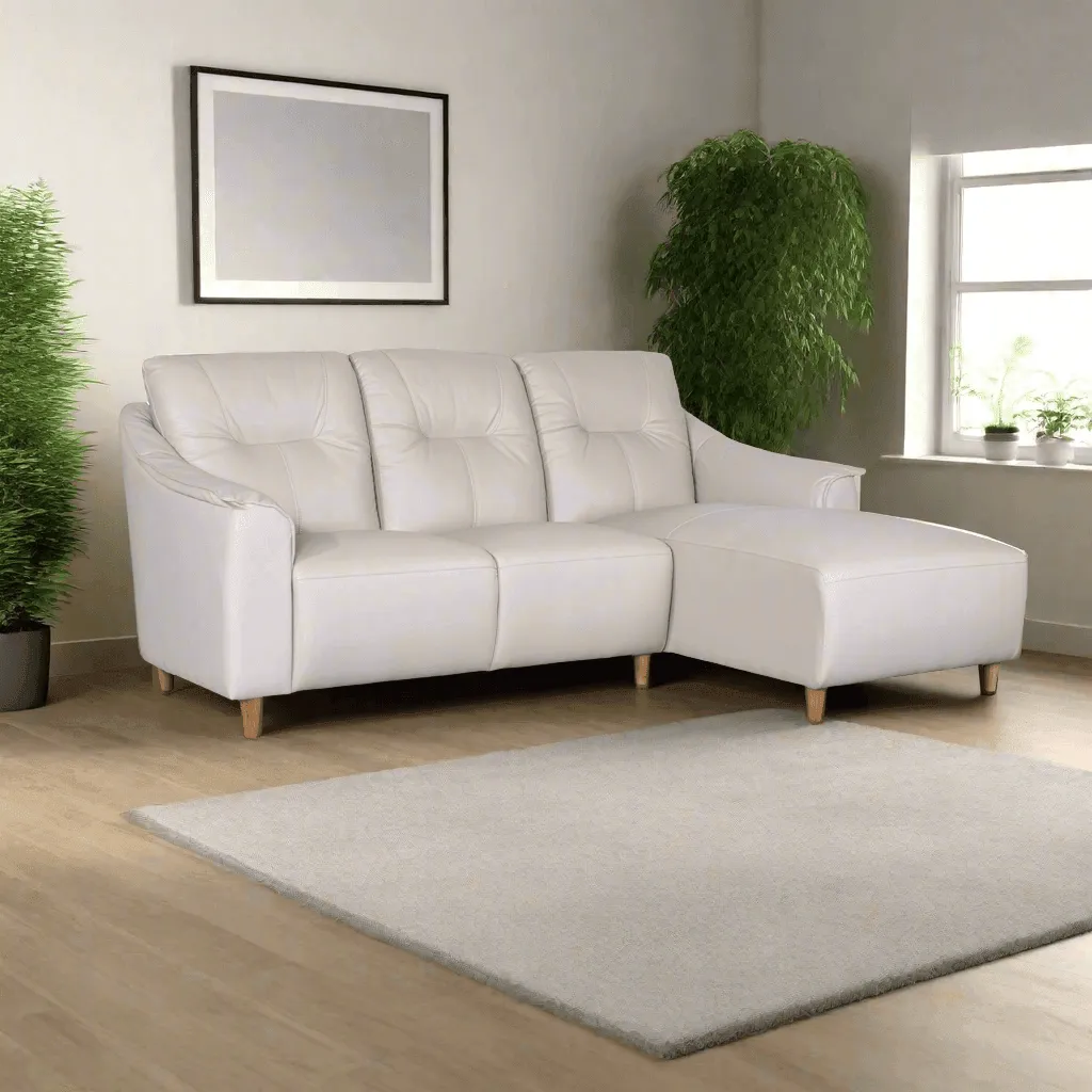 Alayna L-Shaped Genuine Leather Sofa