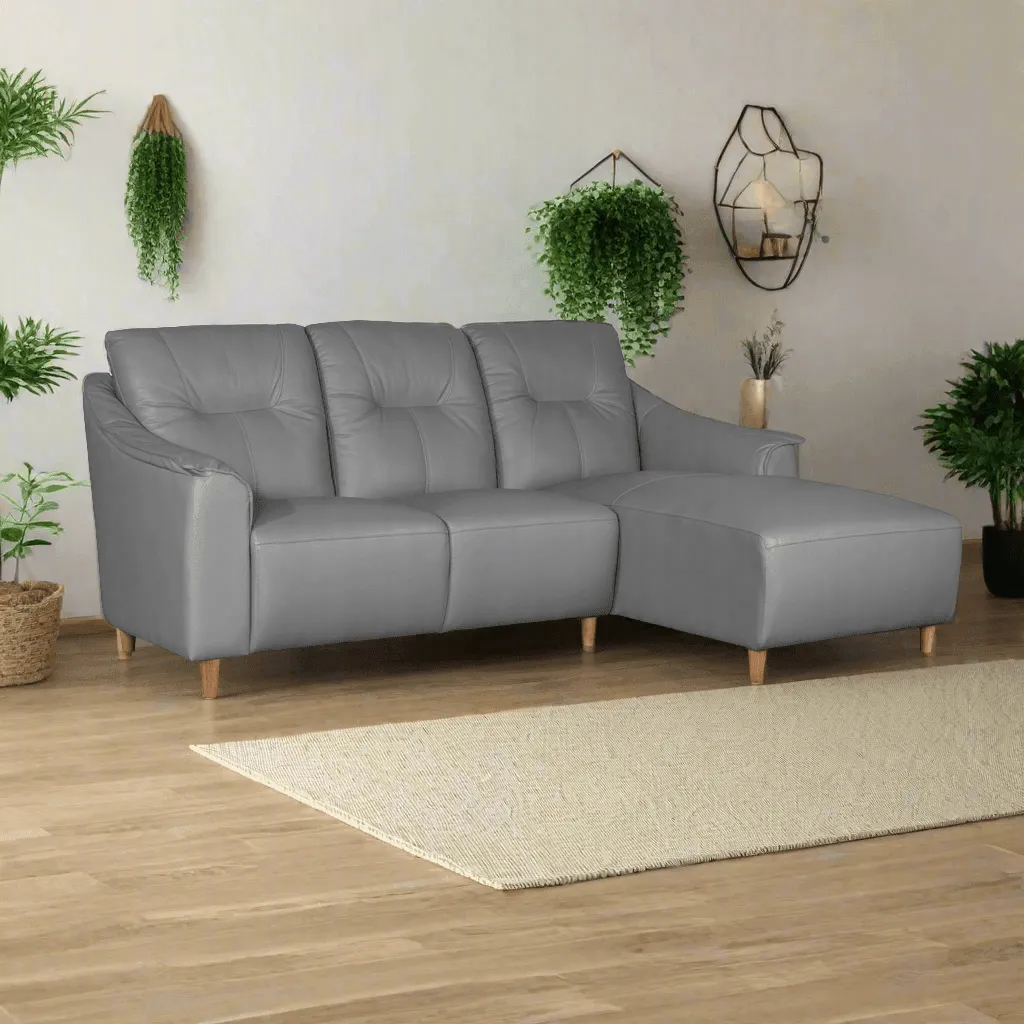 Alayna L-Shaped Genuine Leather Sofa