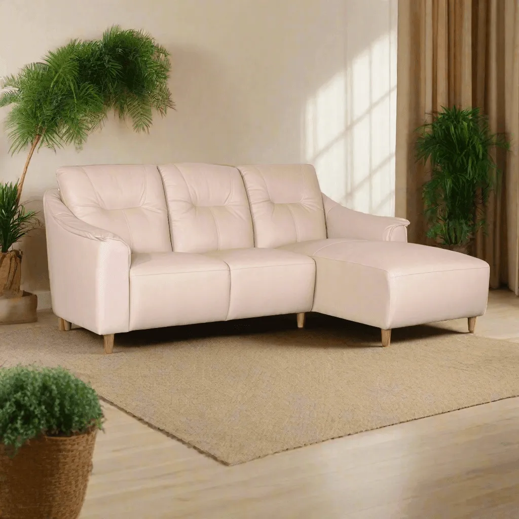 Alayna L-Shaped Genuine Leather Sofa