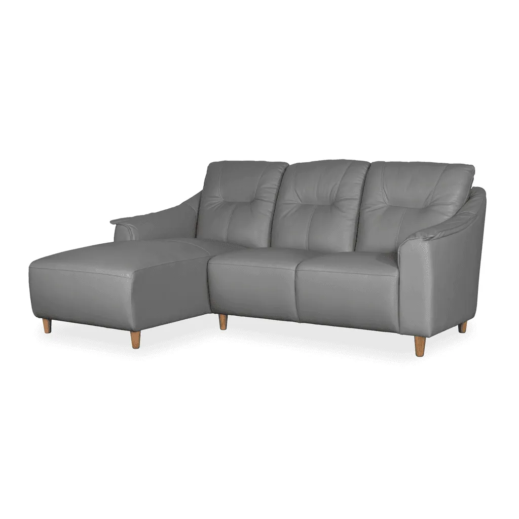 Alayna L-Shaped Genuine Leather Sofa