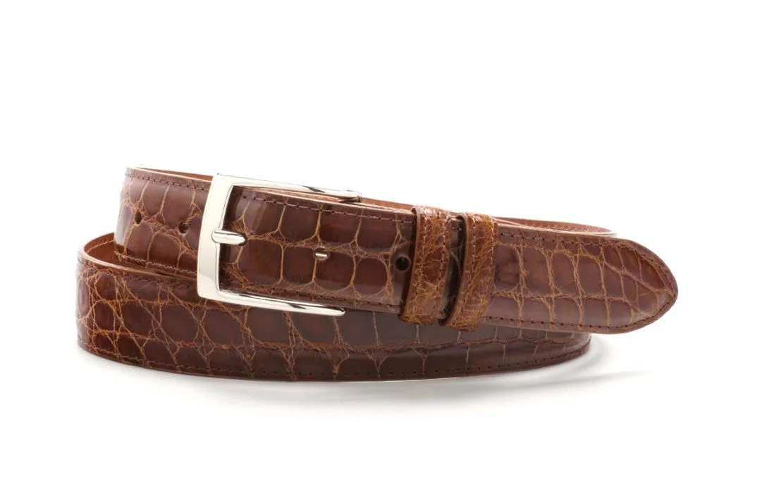 American Alligator Belt - Glossy 1 1/4" - 32mm (Grey)