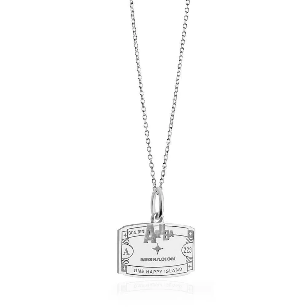 Aruba Passport Stamp Charm Silver