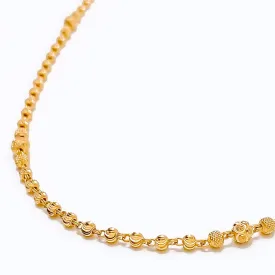 Attractive Slender Beaded 22k Gold Chain  - 26"
