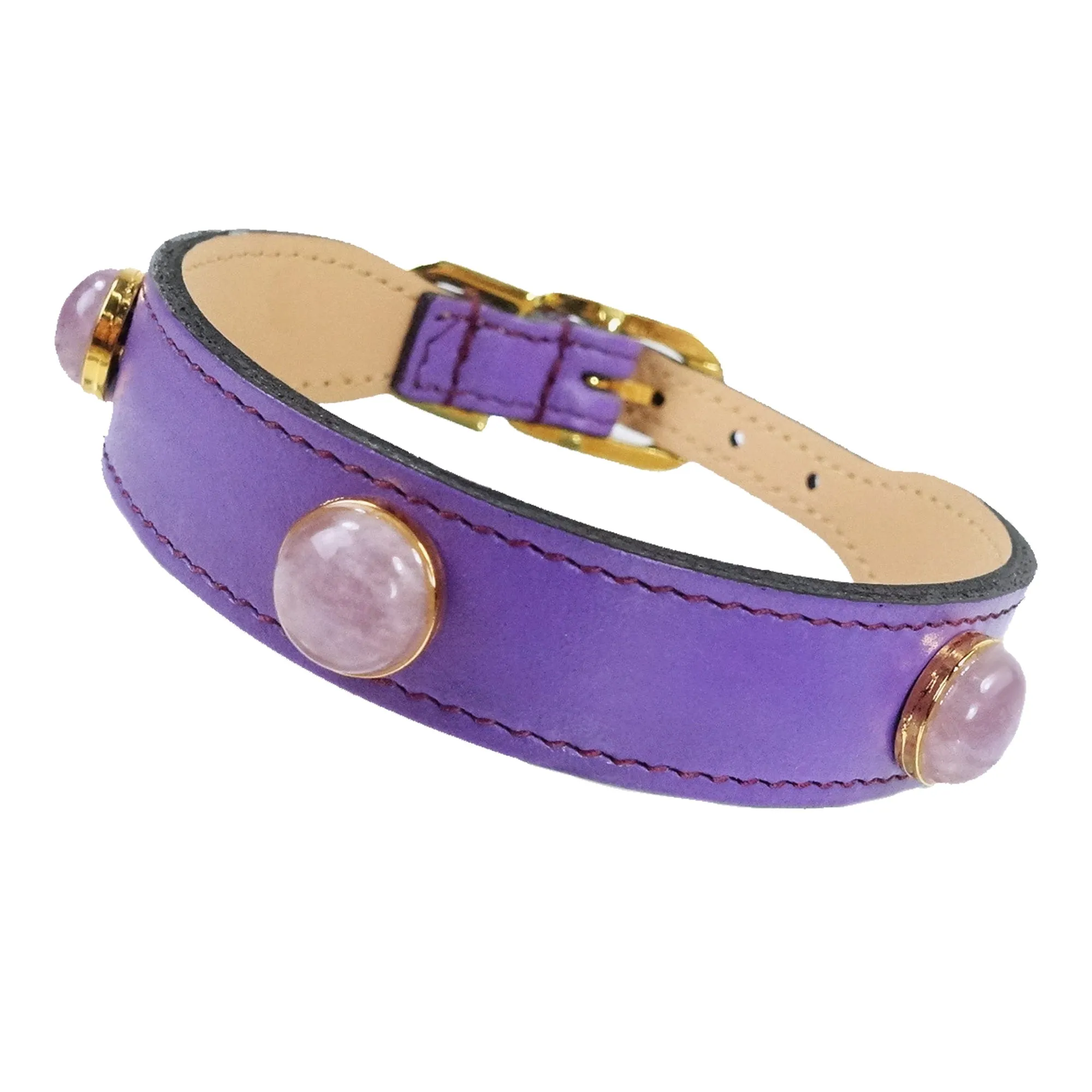 Au Naturale Dog Collar in Lavender Amethyst & Gold