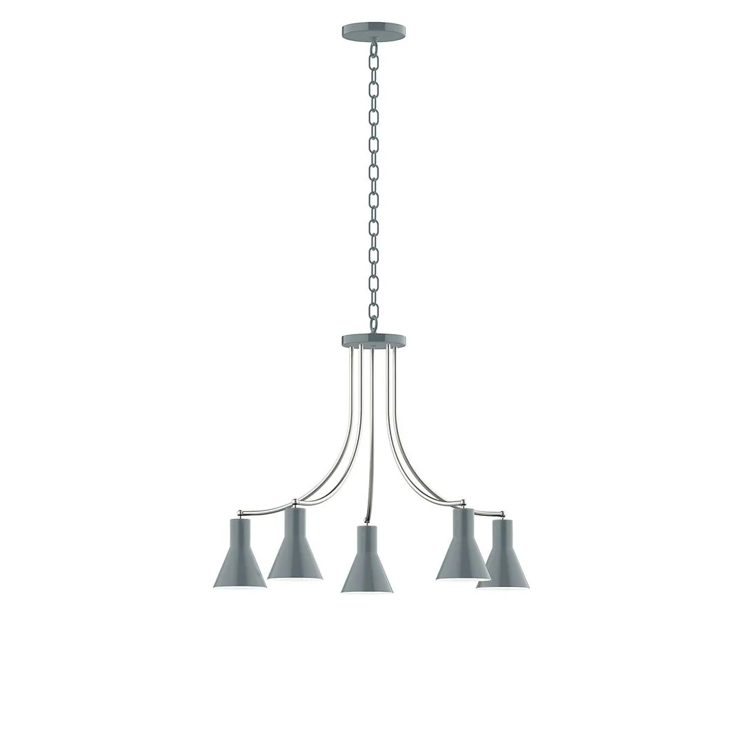 Axis Flare 5-Light Chandelier in Slate Gray with Brushed Nickel Accents