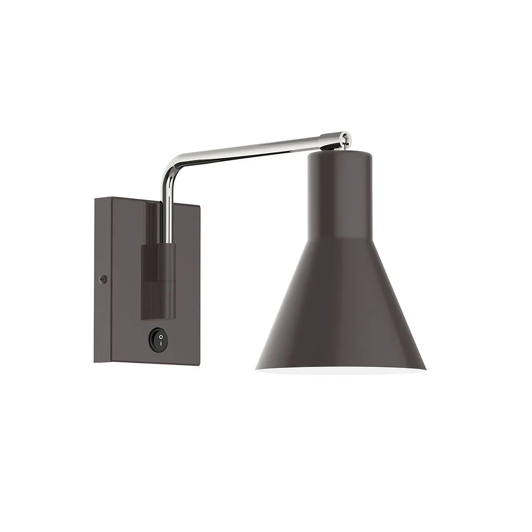 Axis Flare LED Swing Arm Wall Light in Architectural Bronze with Brushed Nickel Accents