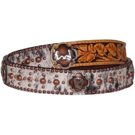 B154 - Roan Hair and Floral Tooled Belt