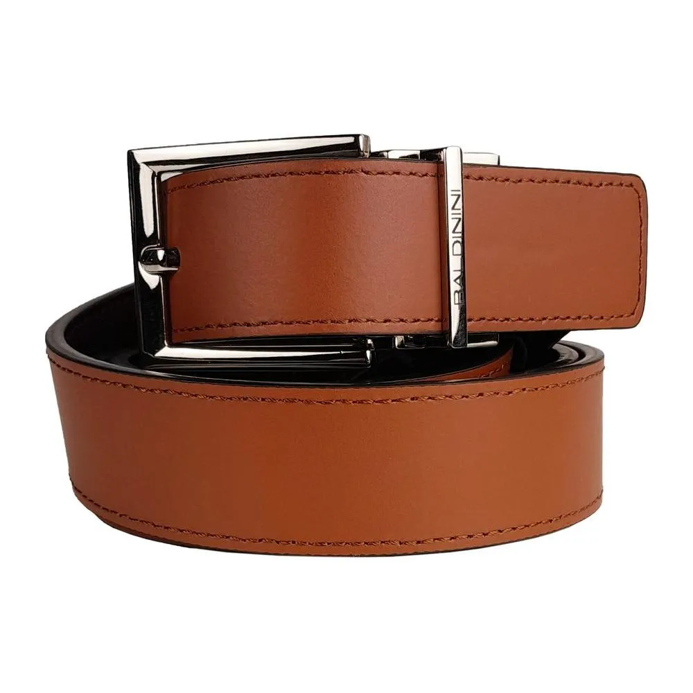 Baldinini Trend Reversible Calfskin Leather Belt in Rich Brown