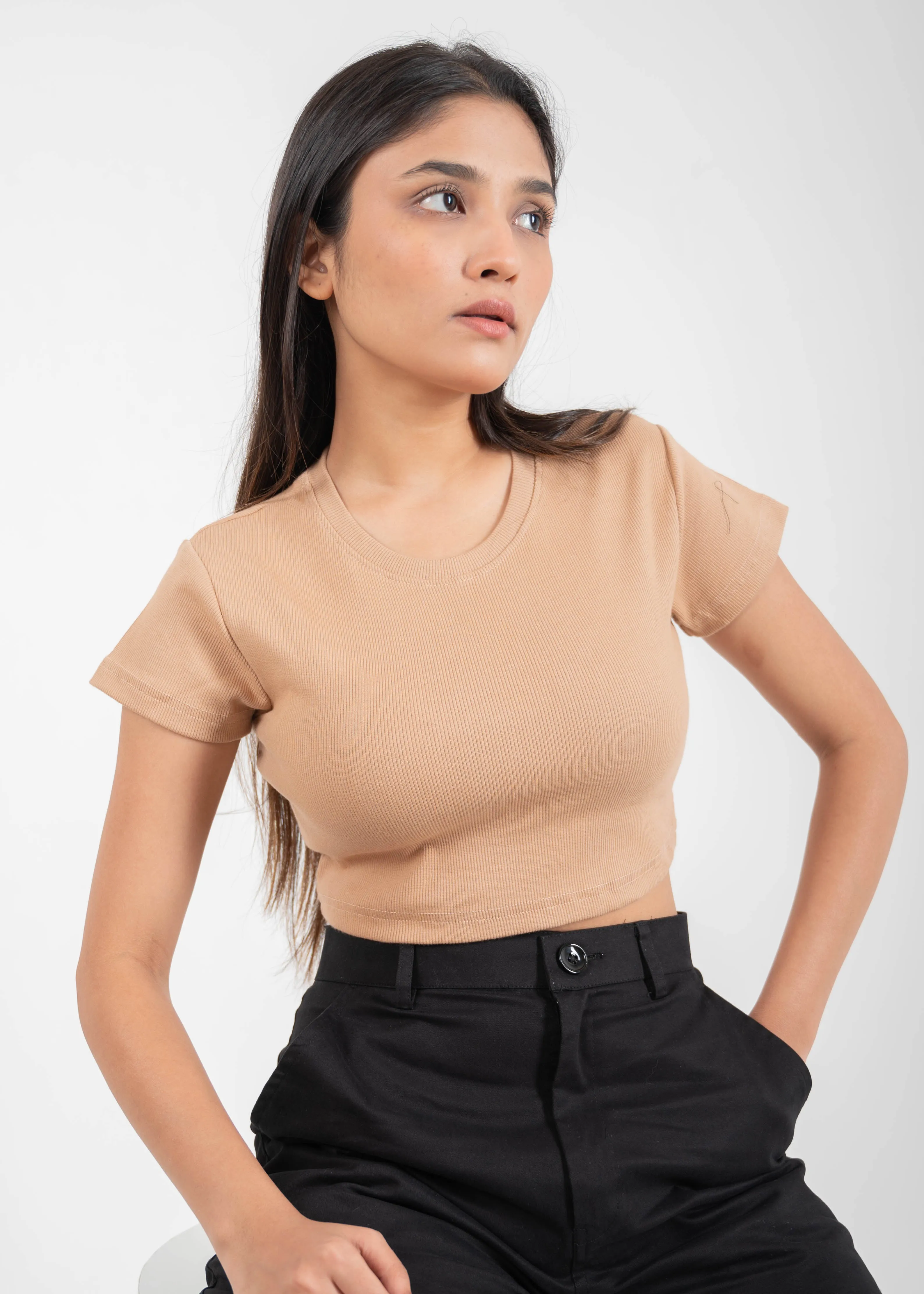 Beige — Sculpt Crop Top