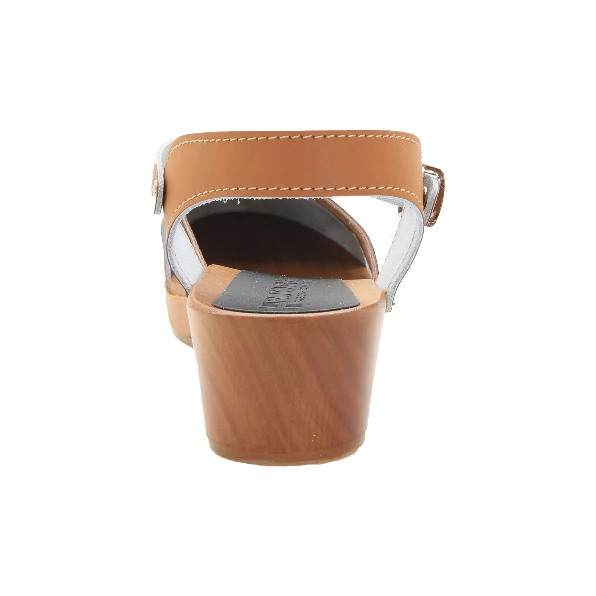 BJORK MILA Wooden Clog Sandals in Oiled Leather