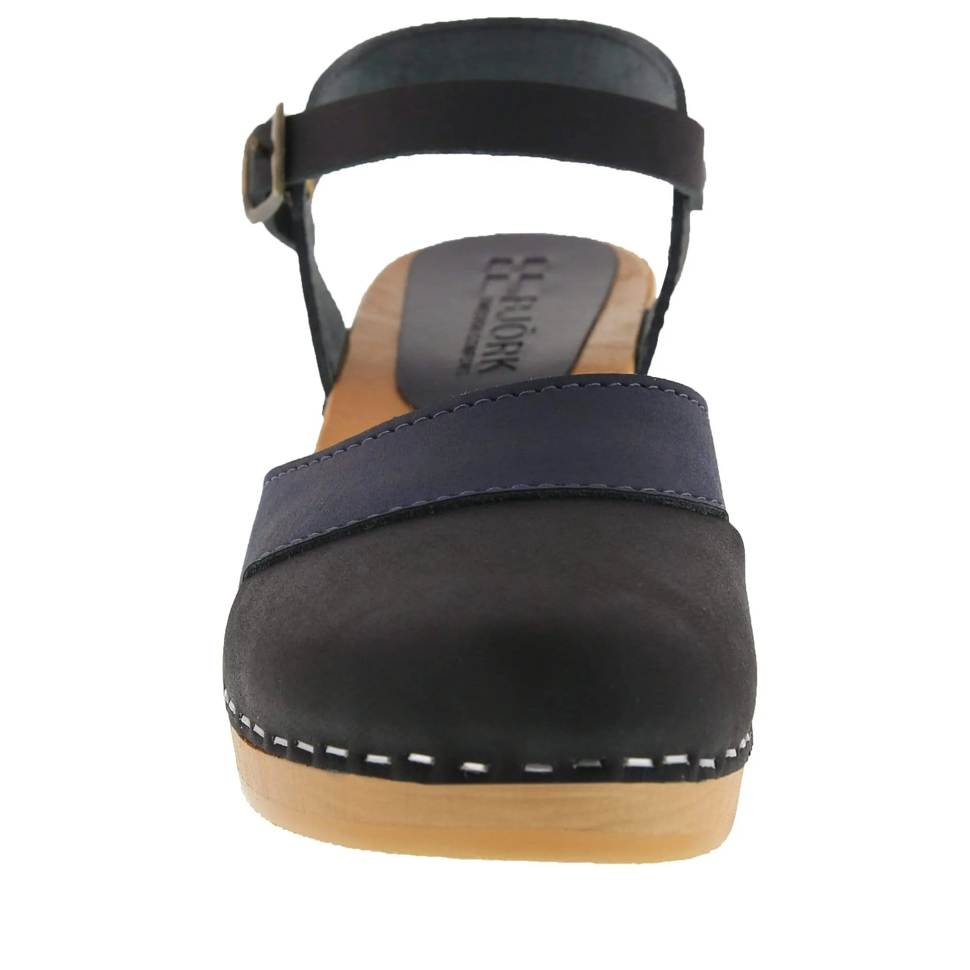 BJORK MILA Wooden Clog Sandals in Oiled Leather