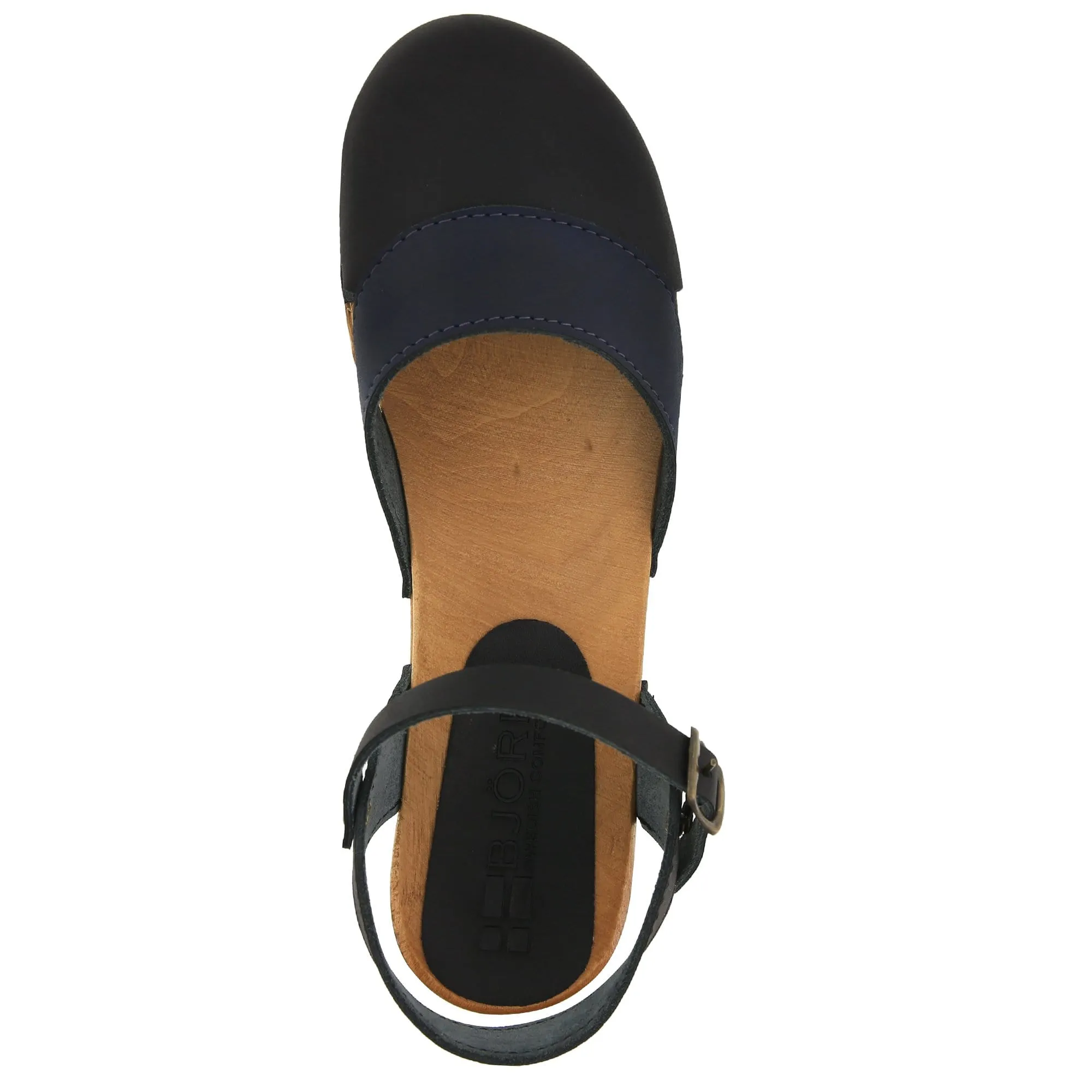 BJORK MILA Wooden Clog Sandals in Oiled Leather