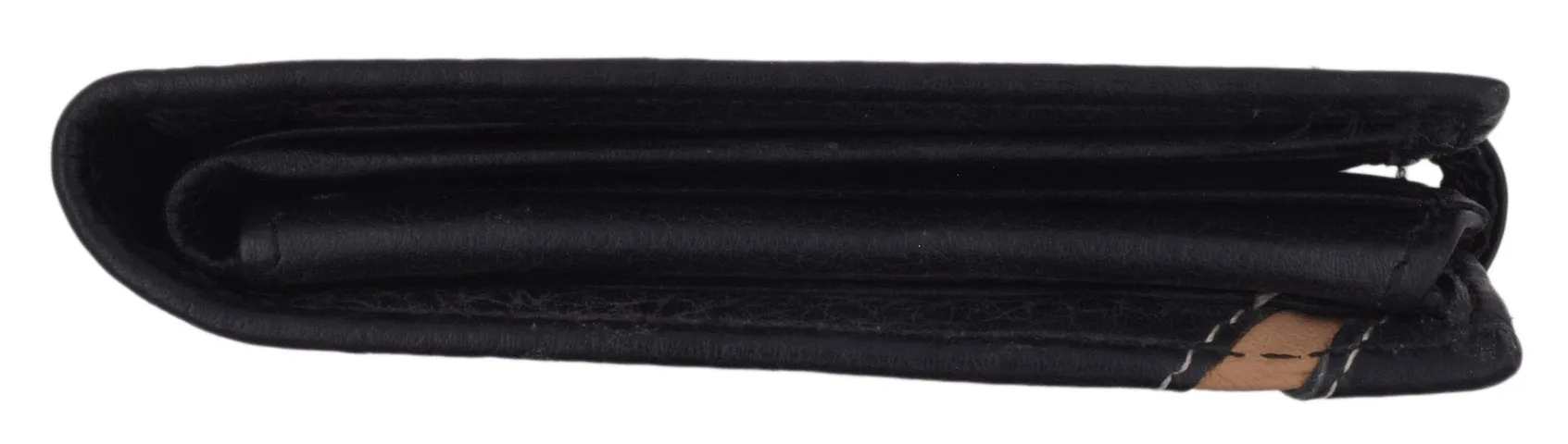 Black Bifold Mens Genuine Leather Credit Card ID Wallet with Snap Closure 404353