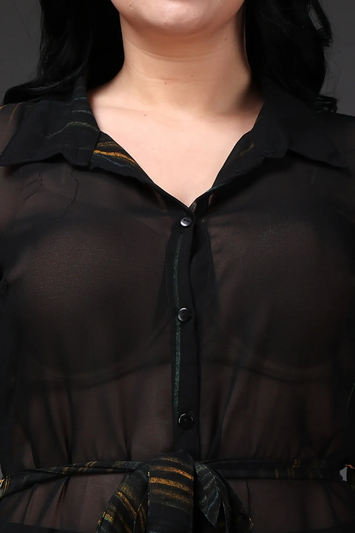 Black Border Printed Tunic with Belt