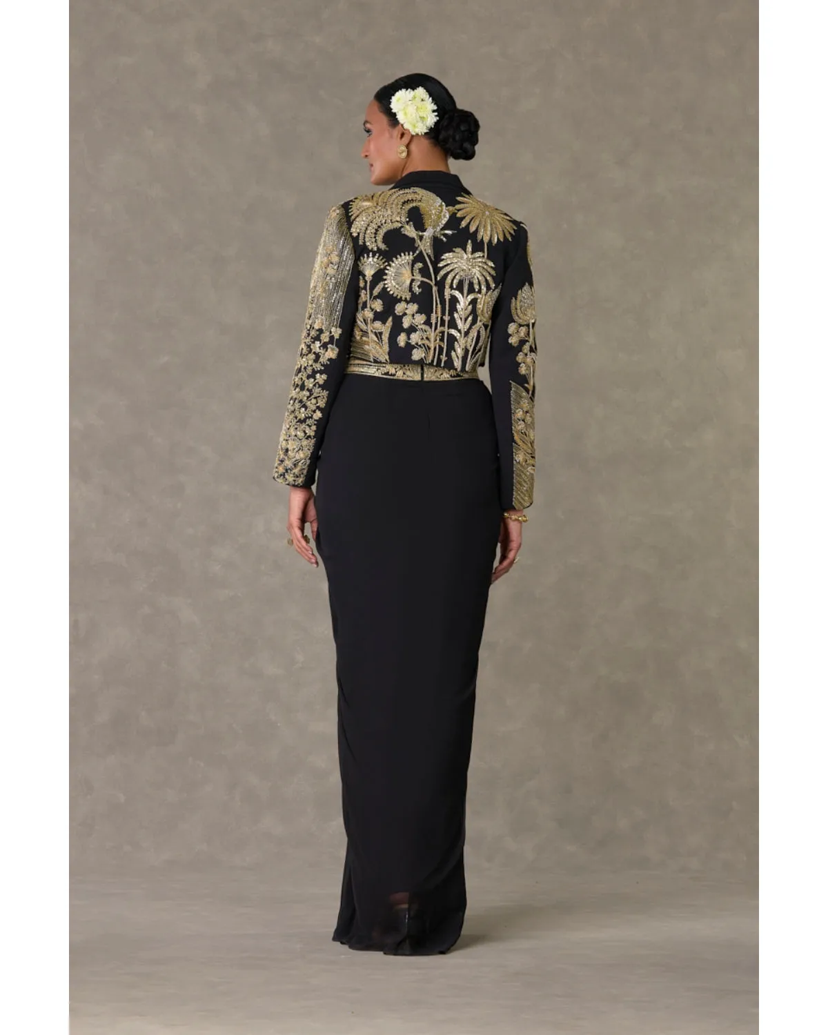 Black 'Son-Chidiya' Cropped Blazer Set