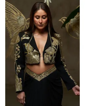 Black 'Son-Chidiya' Cropped Blazer Set
