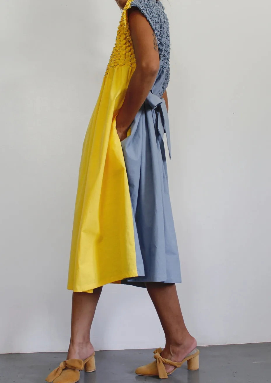 bloom dress - yellow & gray