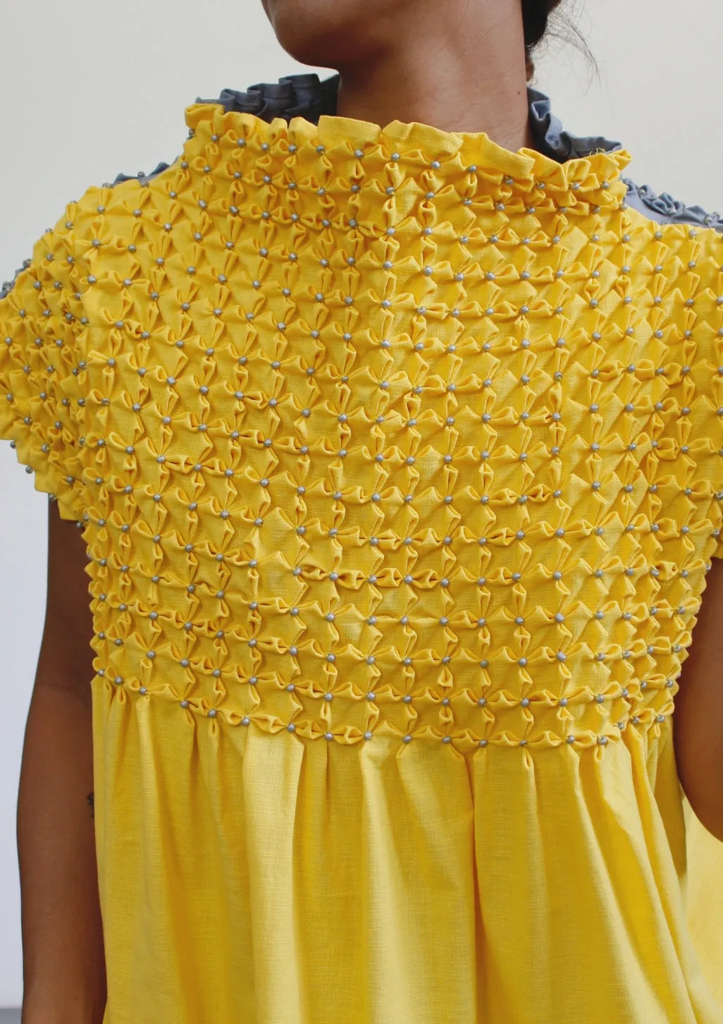 bloom dress - yellow & gray