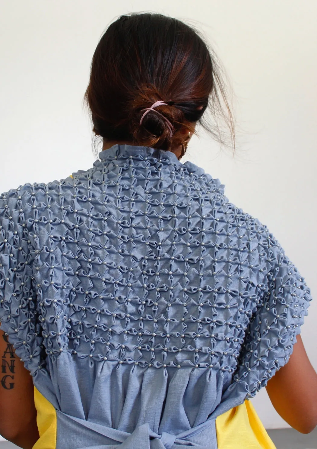bloom dress - yellow & gray