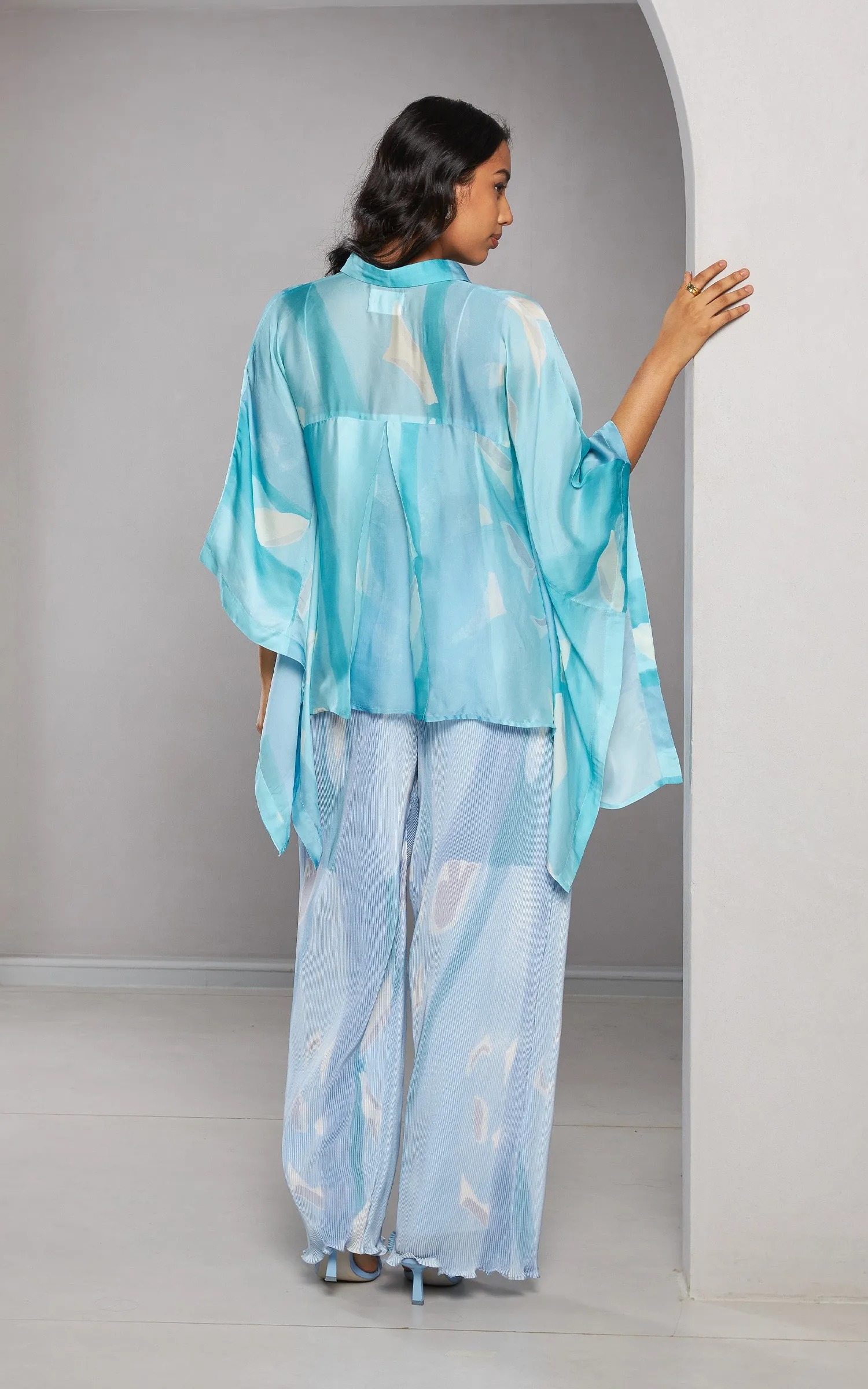 Blue Abstract Printed Shirt.