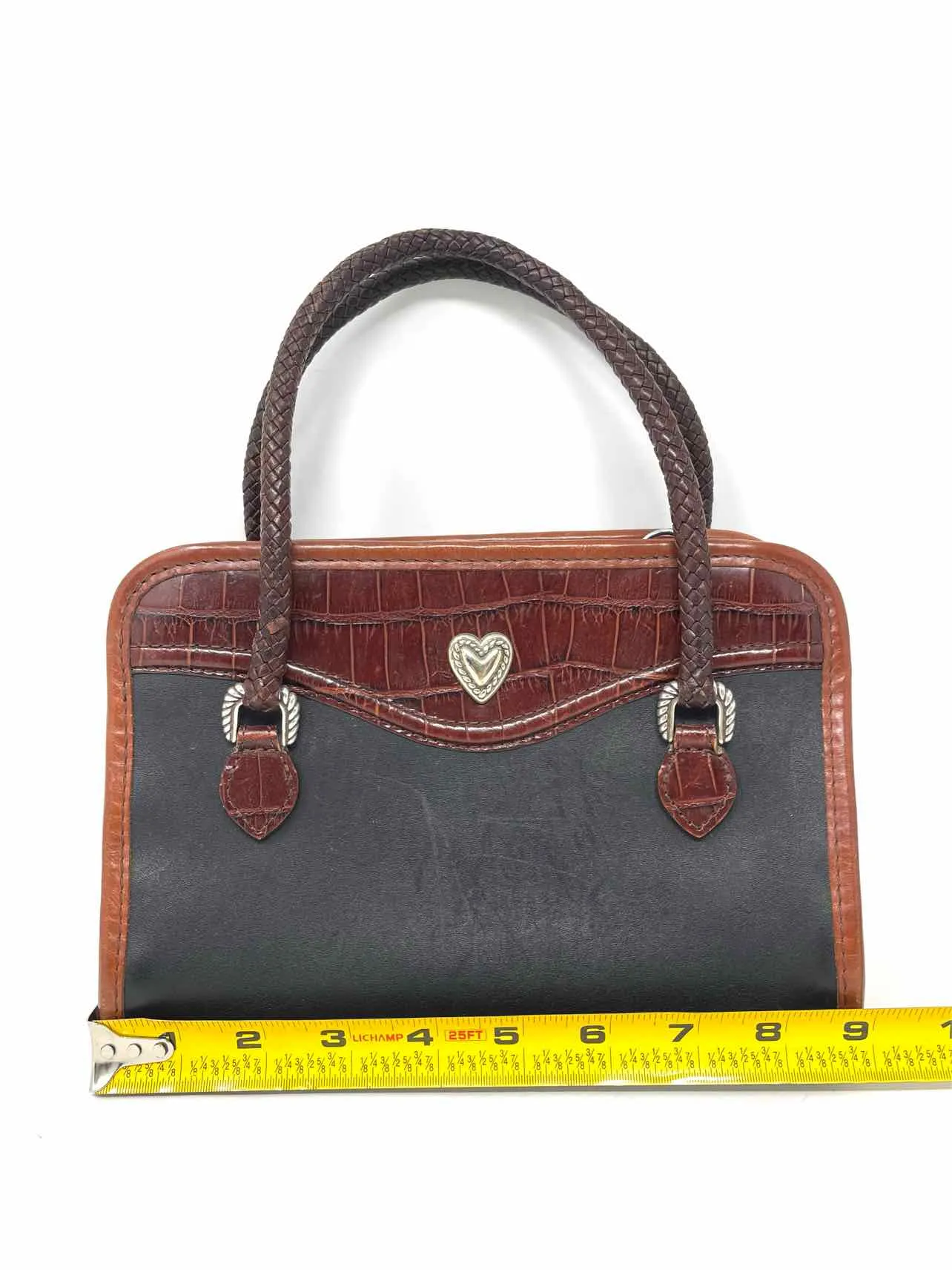 Brighton Brown/Black Embossed Leather Vintage Designer Purse