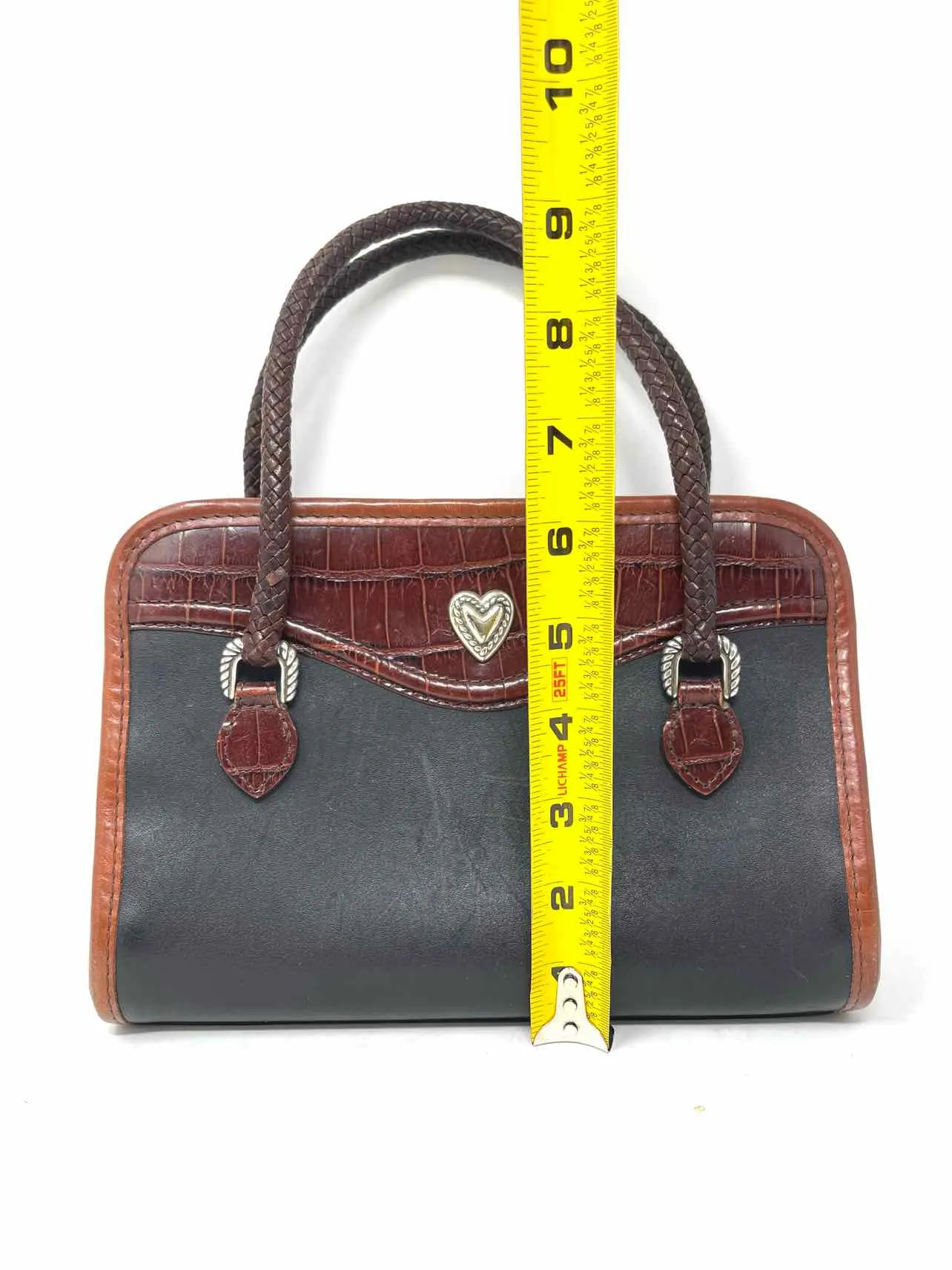 Brighton Brown/Black Embossed Leather Vintage Designer Purse