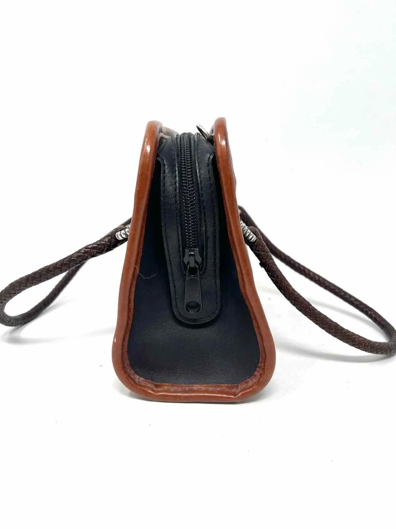 Brighton Brown/Black Embossed Leather Vintage Designer Purse