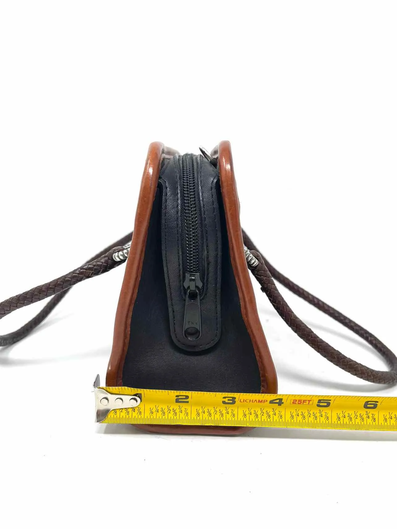 Brighton Brown/Black Embossed Leather Vintage Designer Purse
