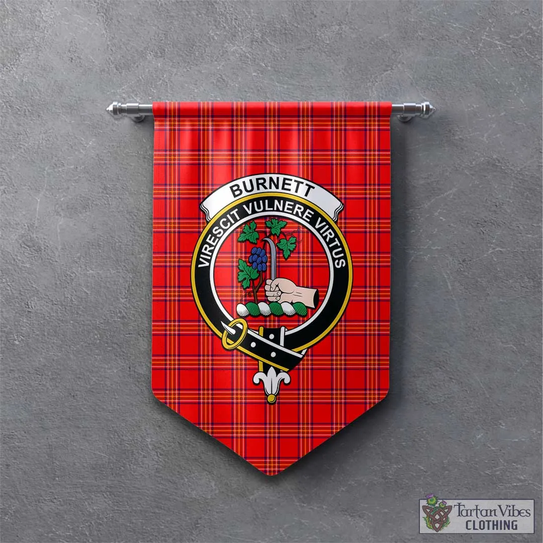 Burnett Modern Tartan Gonfalon, Tartan Banner with Family Crest