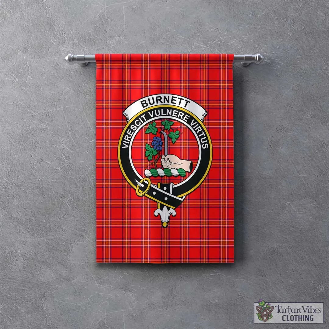 Burnett Modern Tartan Gonfalon, Tartan Banner with Family Crest