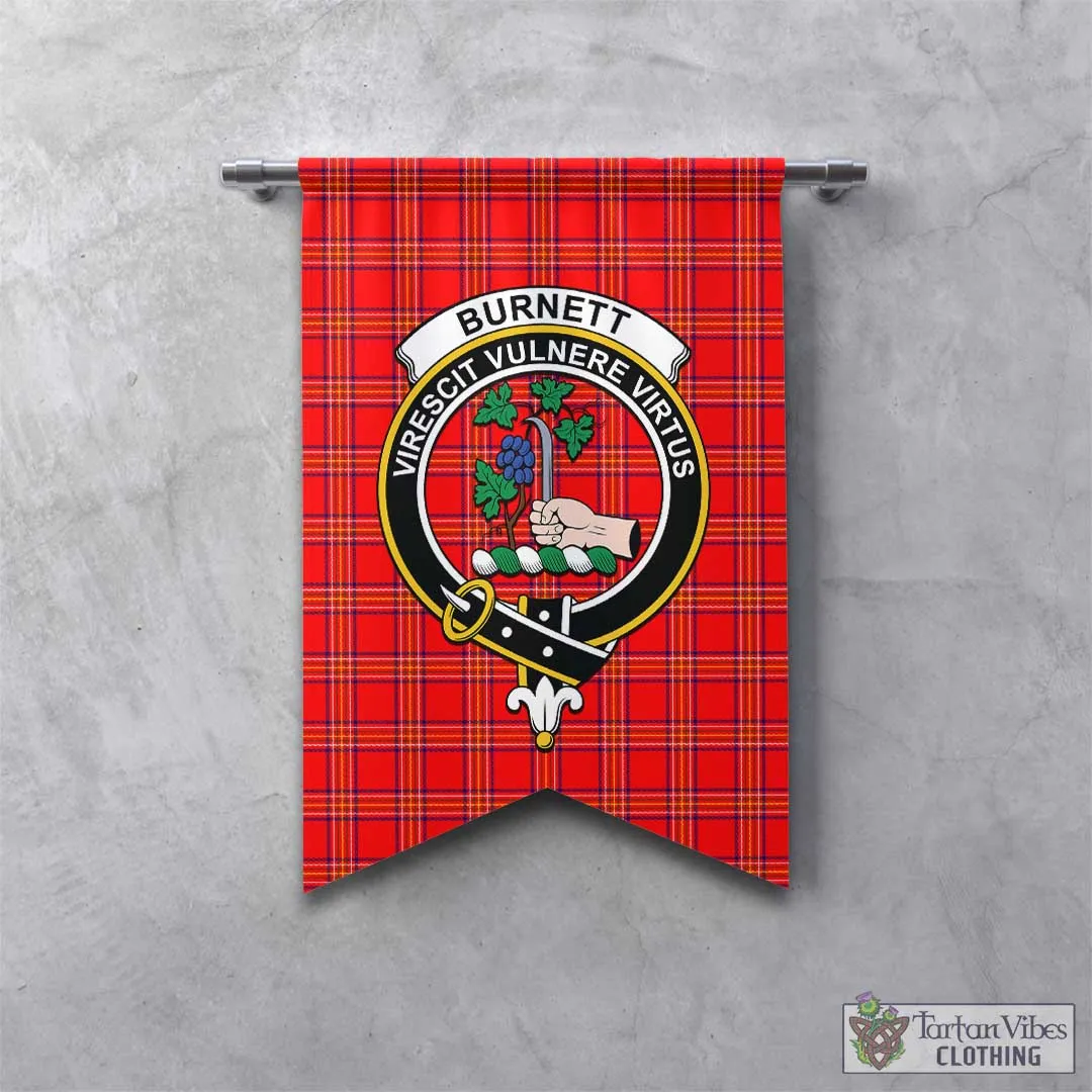 Burnett Modern Tartan Gonfalon, Tartan Banner with Family Crest