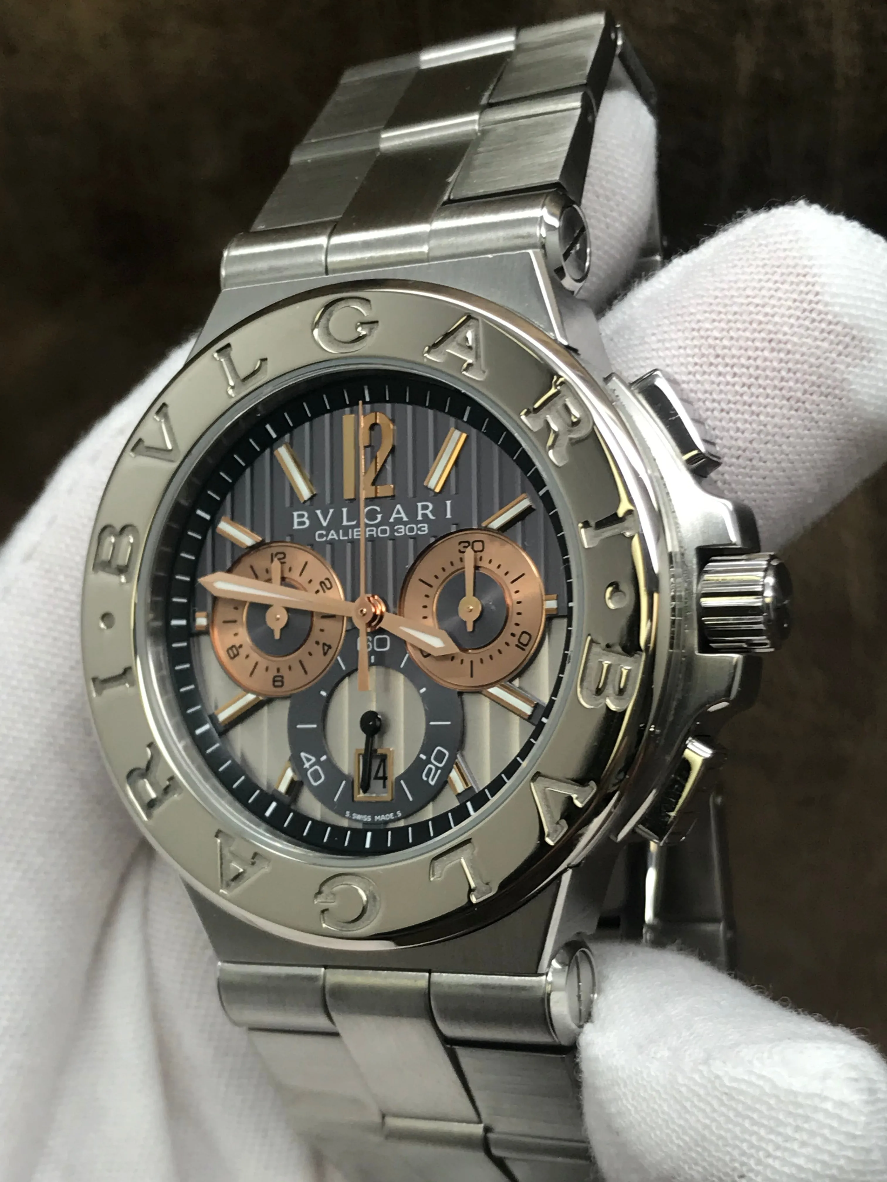 BVLGARI Diagono DG42SWGCH Gray Dial Automatic  Men's Watch