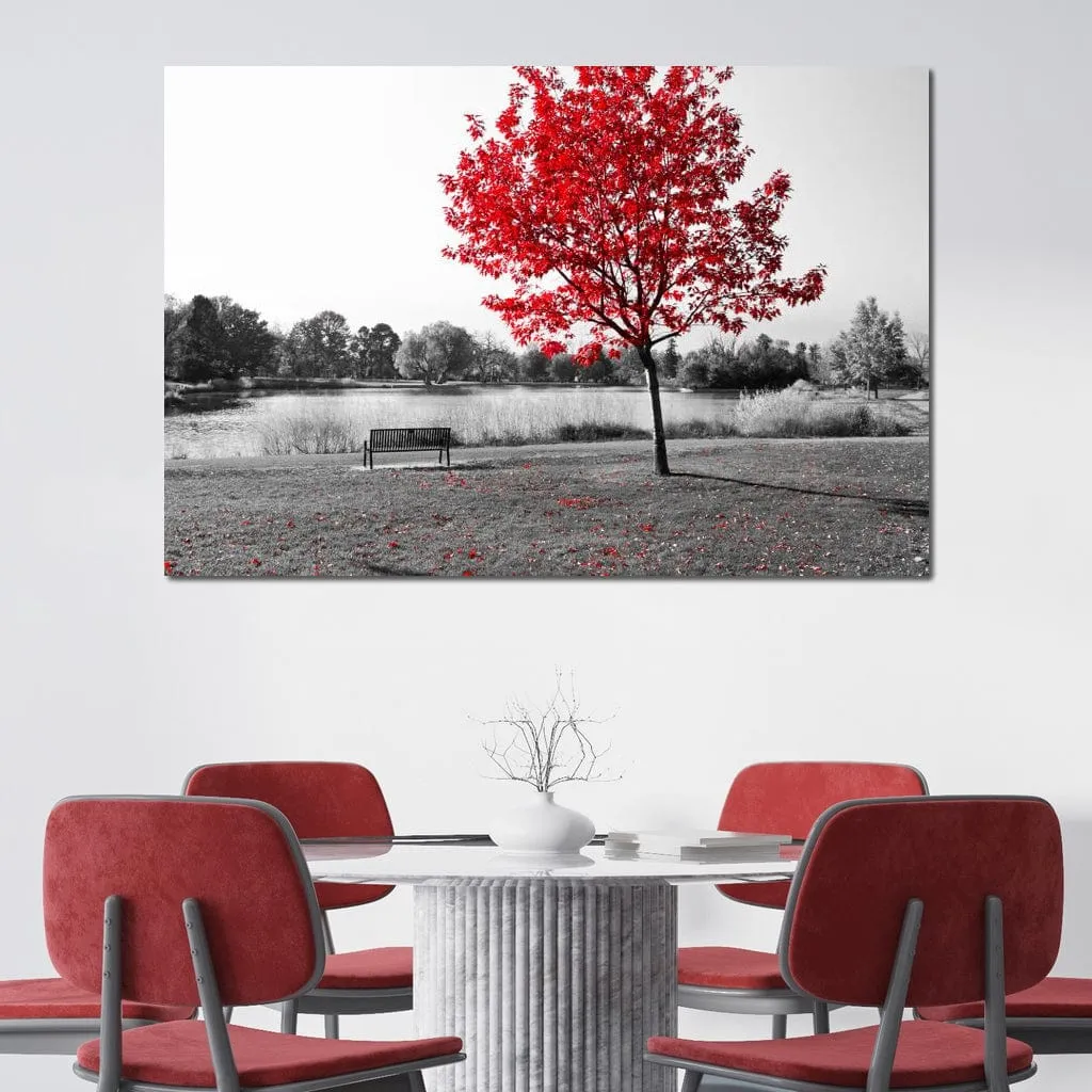 Calm View By The Red Tree
