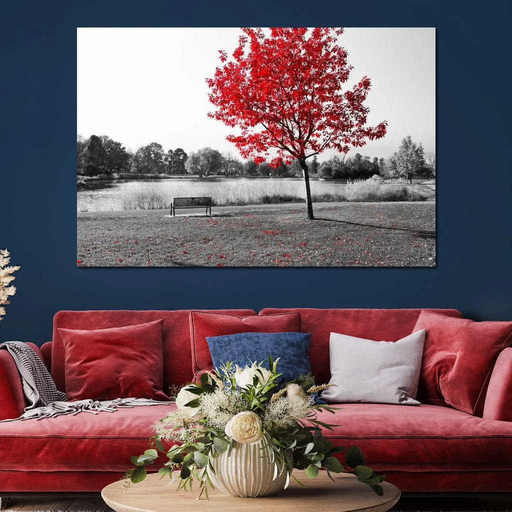 Calm View By The Red Tree