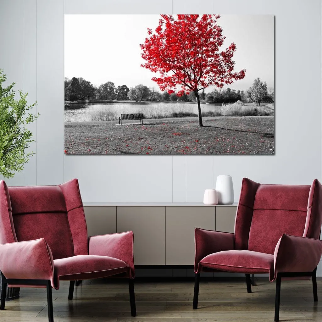 Calm View By The Red Tree