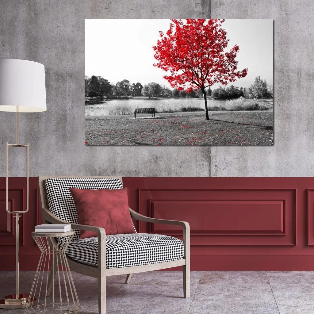 Calm View By The Red Tree