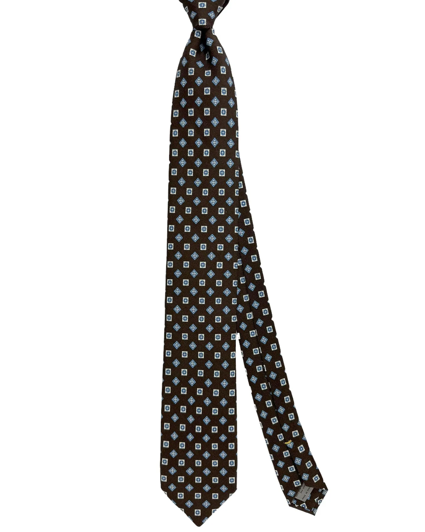 Canali Silk Tie Dark Brown Blue Geometric Pattern - New 2024 Collection