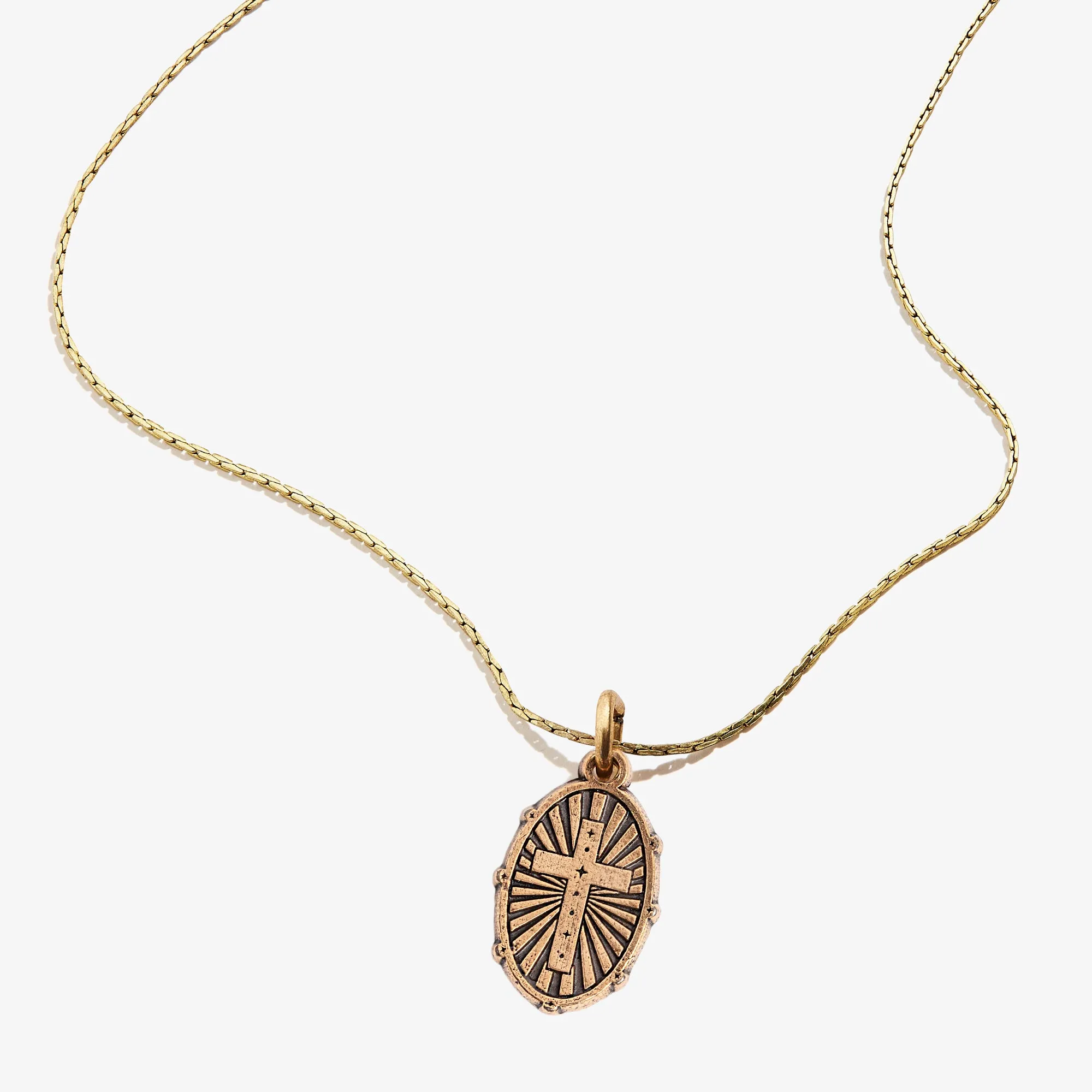 Cross Embossed Charm Necklace