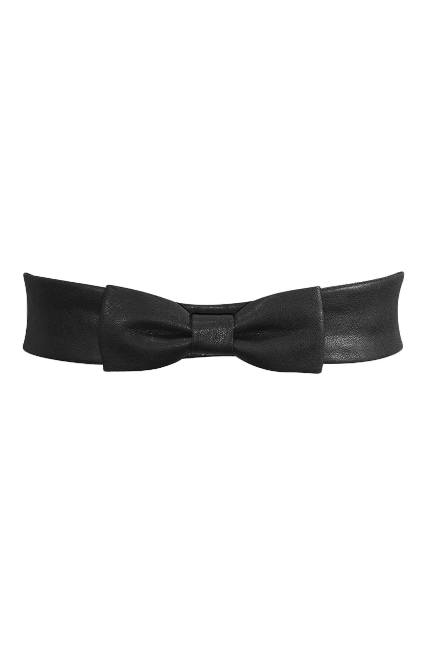D'Amour Leather Petite Bow Belt (Black)