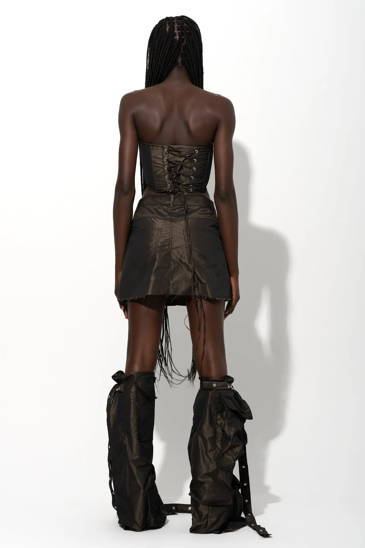 DARK BROWN MULTI POCKET MINI SKIRT